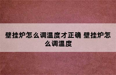 壁挂炉怎么调温度才正确 壁挂炉怎么调温度